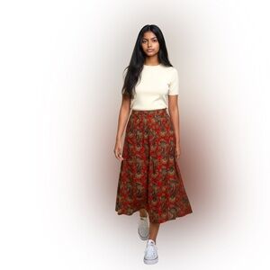 Vintage NWOT Oval  Room Paisley Midi Skirt w gorgeous pleats down the front